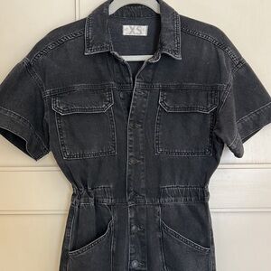 Free People Marci Denim Jumpsuit, Black Wash, Size XS NWOT